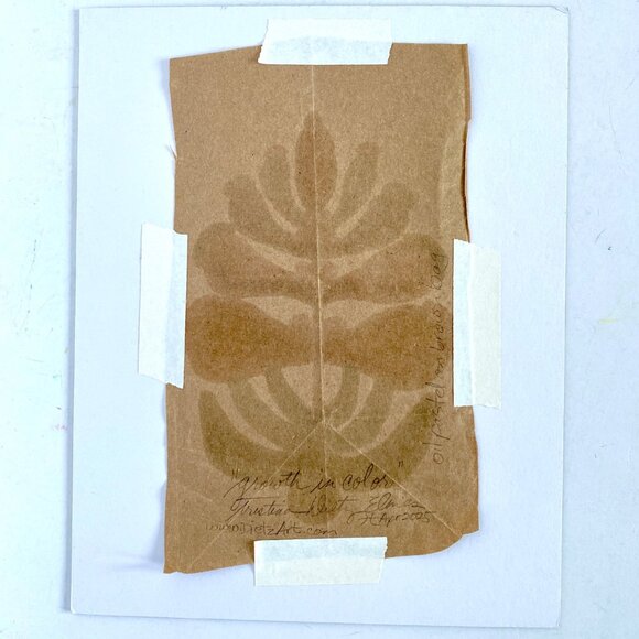 Growth In Color Original Oil Pastel Abstract Floral Art 8x10in Black Mat - Picture 4 of 4